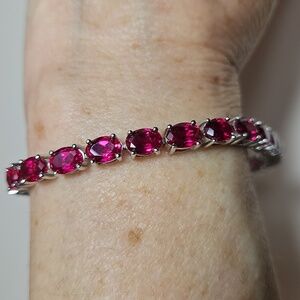 Red Ruby Bracelet Lab Created Rhodium Over Sterling Silver Bracelet 26.70ctw